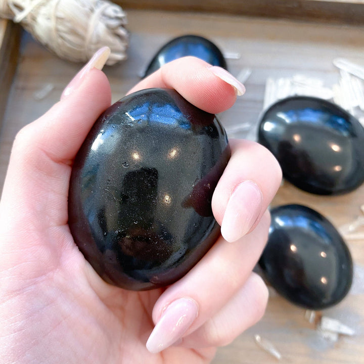 Black Tourmaline Palm Stone: Protection, Grounding