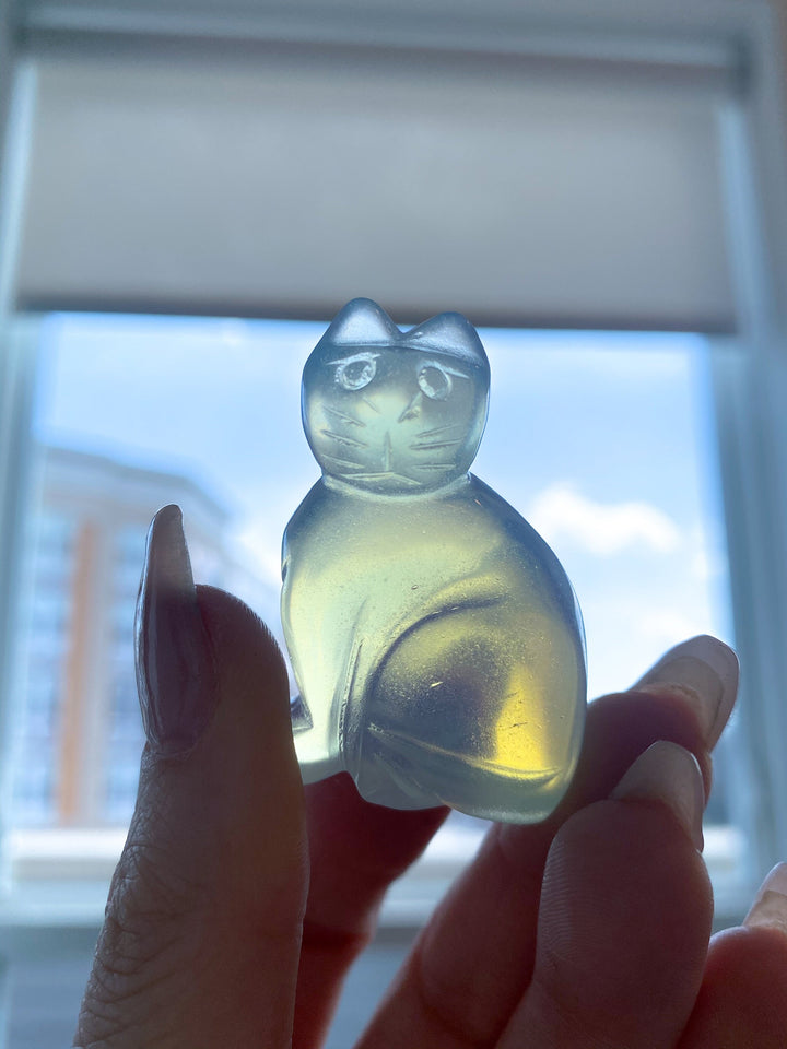 Opalite Cat Carving