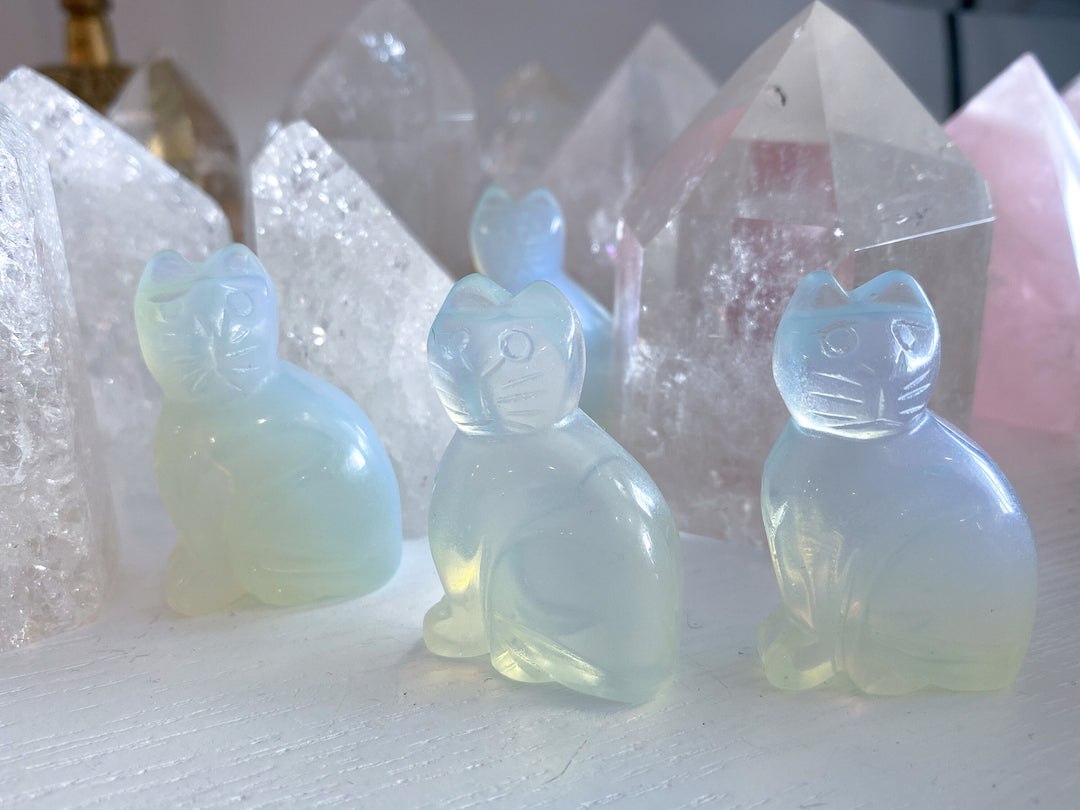 Opalite Cat Carving