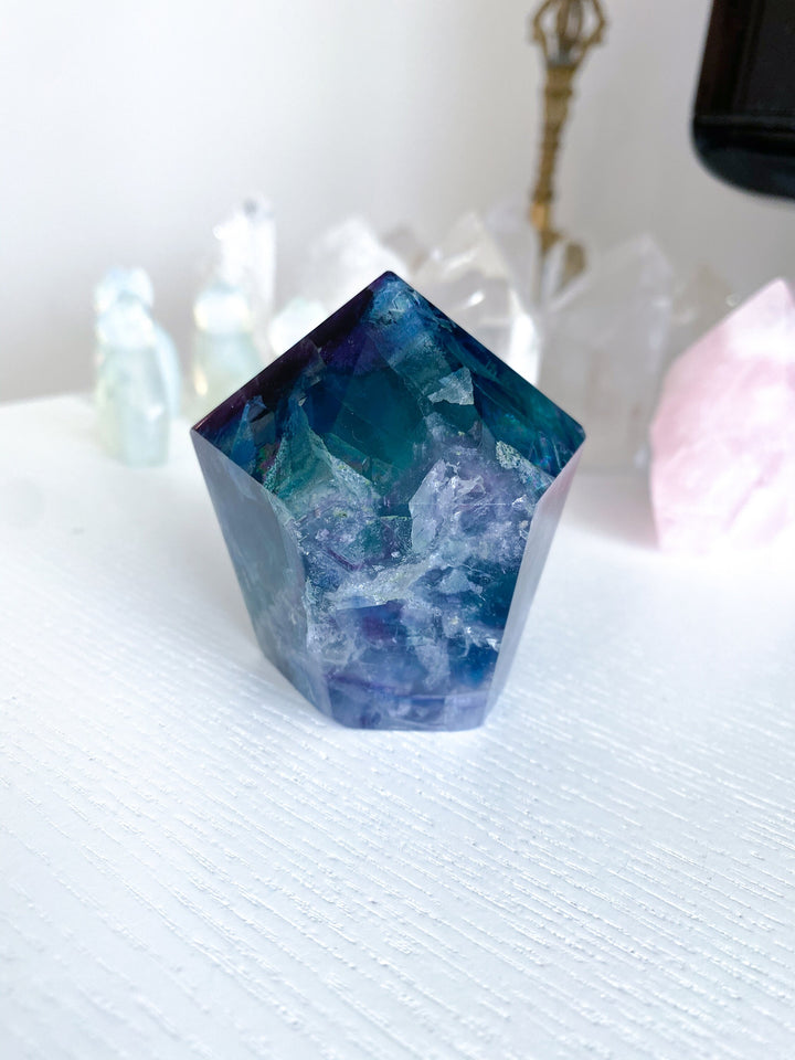 Polished Fluorite Point - .5 lbs - Get this EXACT Stone - Concentration - Intellect - Protection - Aura Cleanse - Communication - Visions