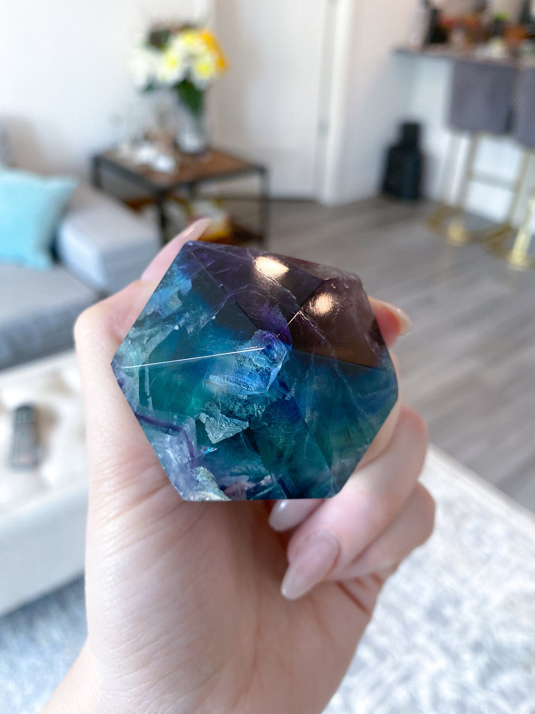Polished Fluorite Point - .5 lbs - Get this EXACT Stone - Concentration - Intellect - Protection - Aura Cleanse - Communication - Visions