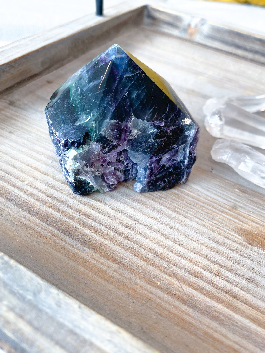 Polished Rainbow Fluorite Point - Green and Deep Purple - Get this EXACT Stone - Protection - Aura Cleanse - Communication - Visions