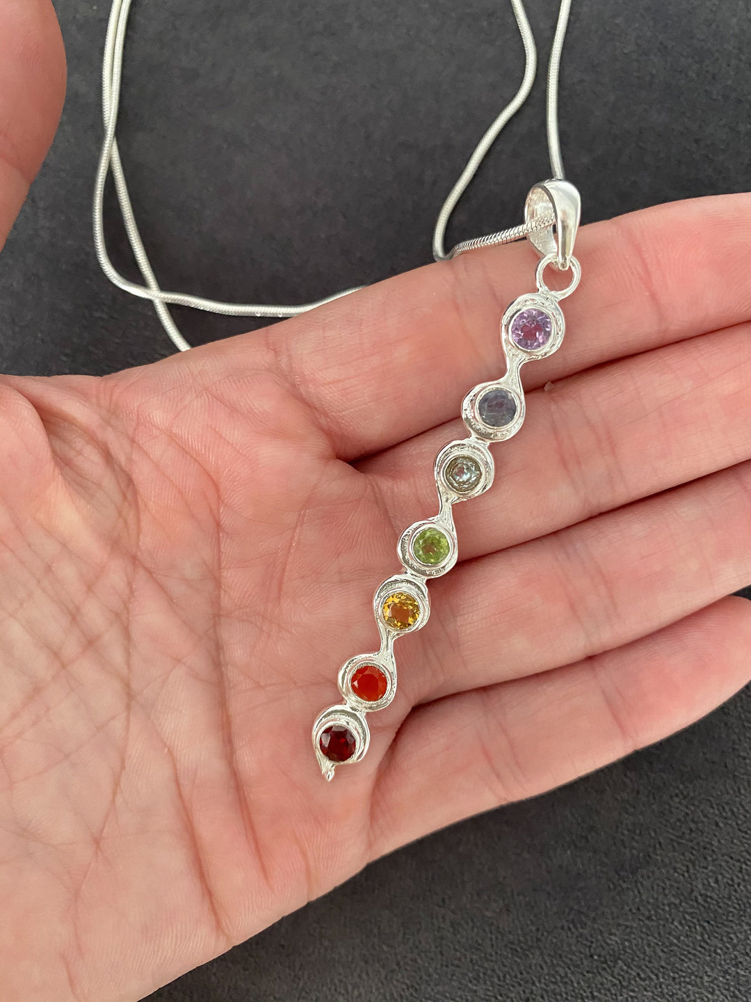 Chakra Sterling Silver Pendant Necklace