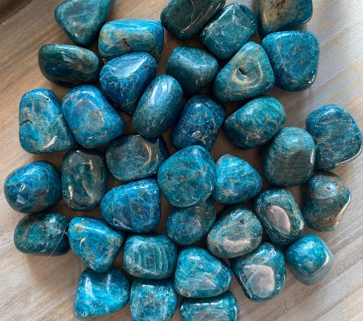 Blue Apatite Tumble Stone - Manifest Desires - Increase Psychic Abilities - Expand Insights