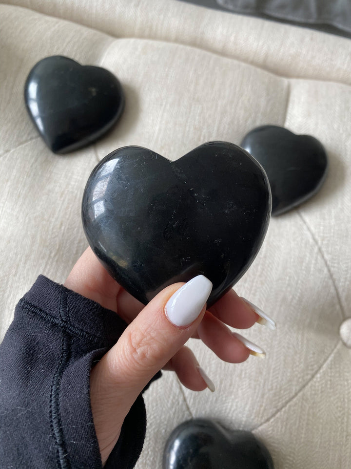 Black Tourmaline Heart - Healing Stone - Energetic Protection - Purification - Balance - Grounding Crystal