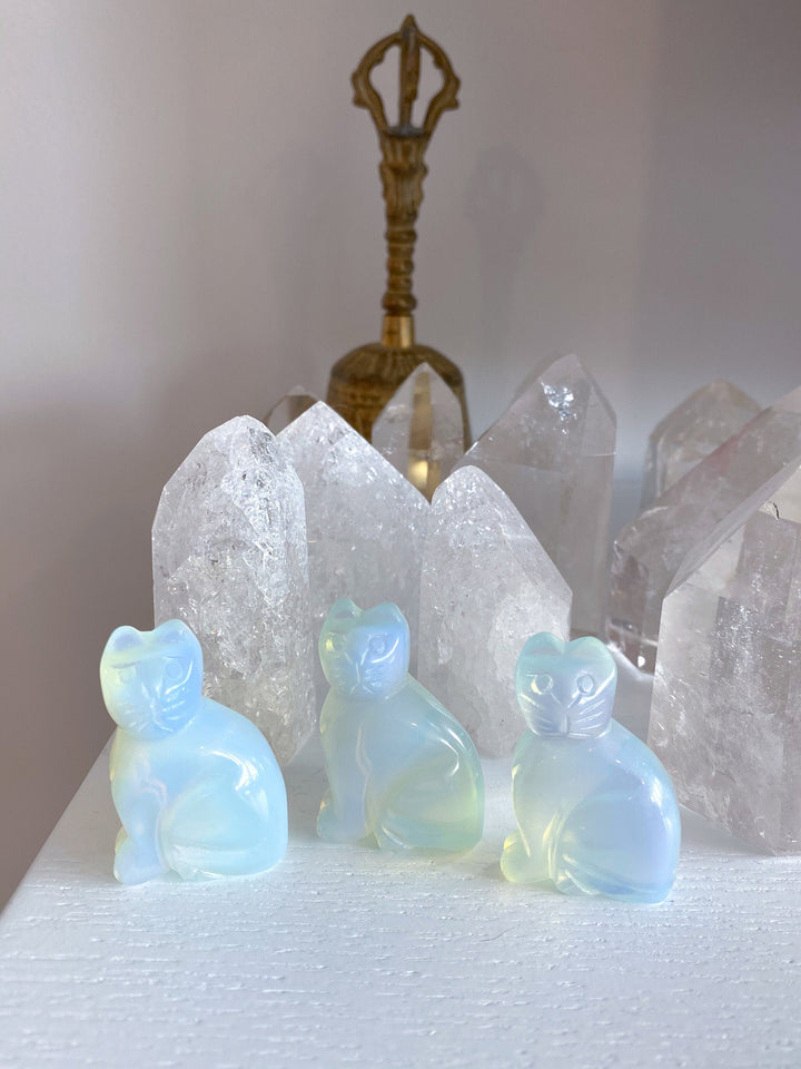 Opalite Cat Carving