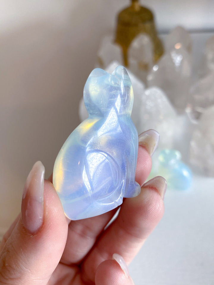 Opalite Cat Carving