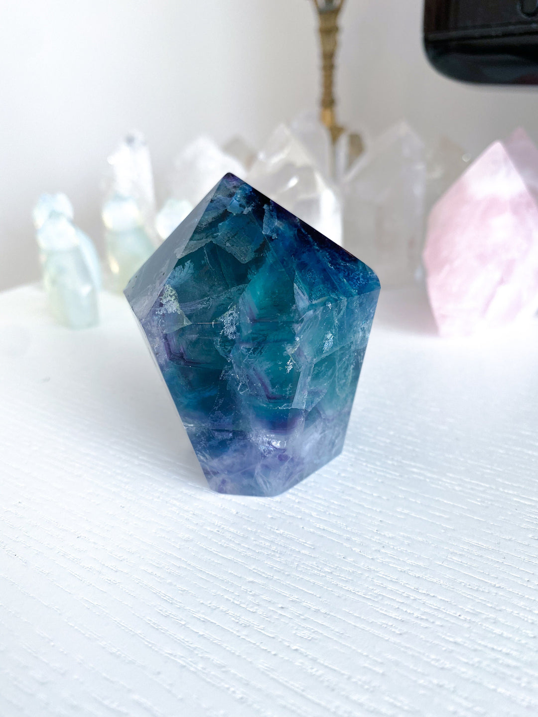 Polished Fluorite Point - .5 lbs - Get this EXACT Stone - Concentration - Intellect - Protection - Aura Cleanse - Communication - Visions