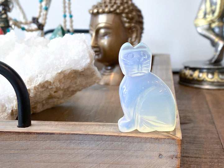 Opalite Cat Carving
