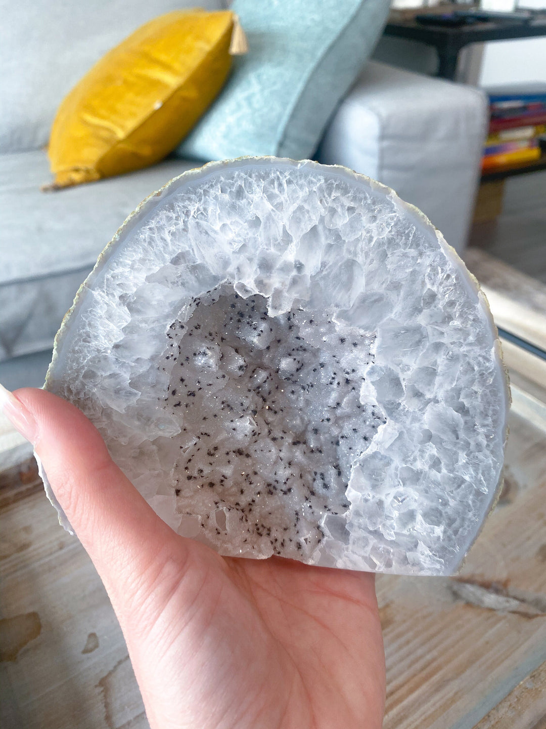 Large *Dragon Fruit* Druzy Agate Geode Freestanding - Increase Energy - Calm Nerves - Crystal Therapy - Self-care Stone - 4" tall