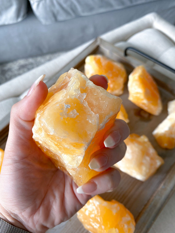 CHUNKY Gummy Orange Calcite - Raw, Rough Approx .5 - 1lb