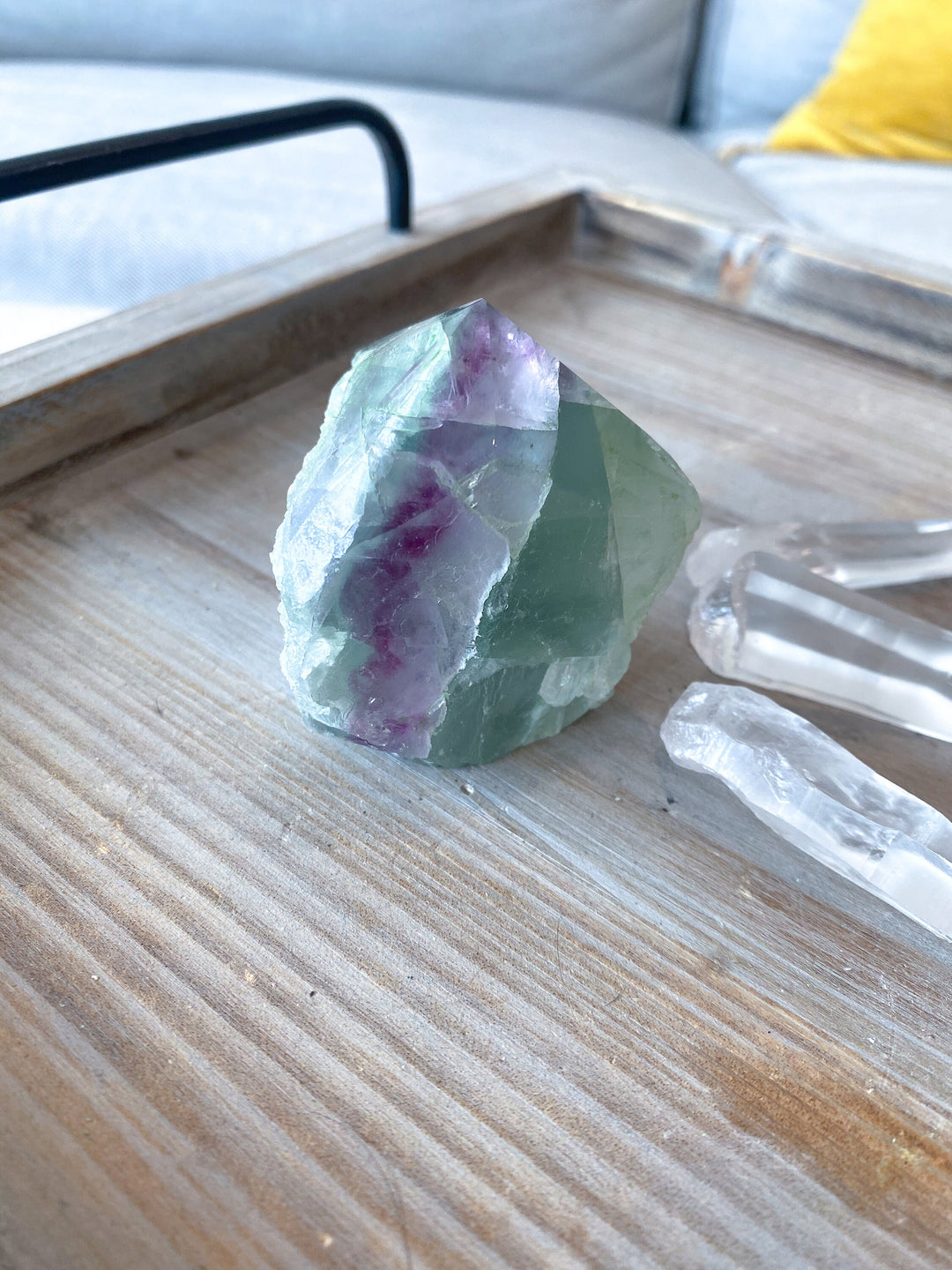 Polished Fluorite Point - Light Green and Deep Purple Stripe - Get this EXACT Stone - Protection - Aura Cleanse - Communication - Visions