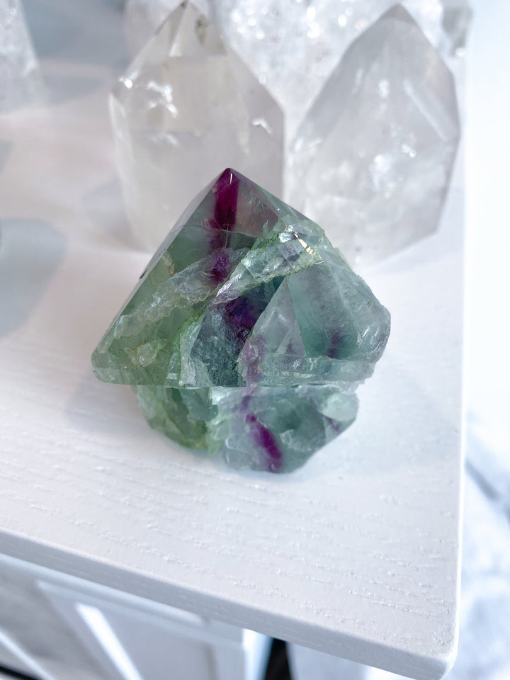 Polished Fluorite Point - Light Green and Deep Purple Stripe - Get this EXACT Stone - Protection - Aura Cleanse - Communication - Visions