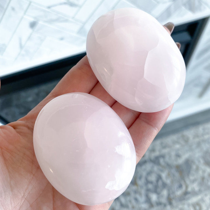 Pink Calcite Palm Stone