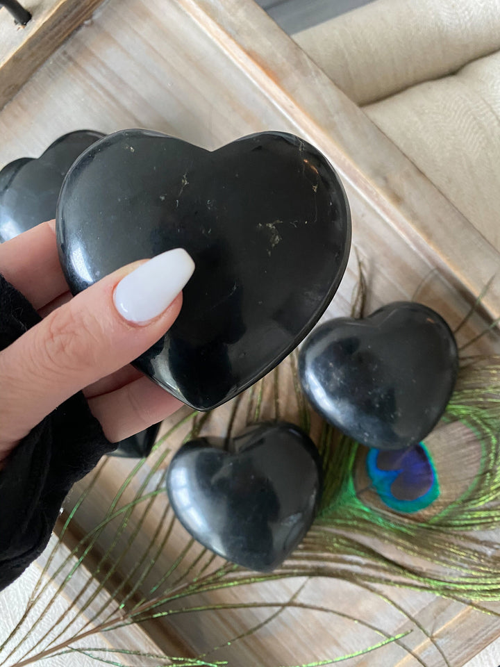 Black Tourmaline Heart - Healing Stone - Energetic Protection - Purification - Balance - Grounding Crystal