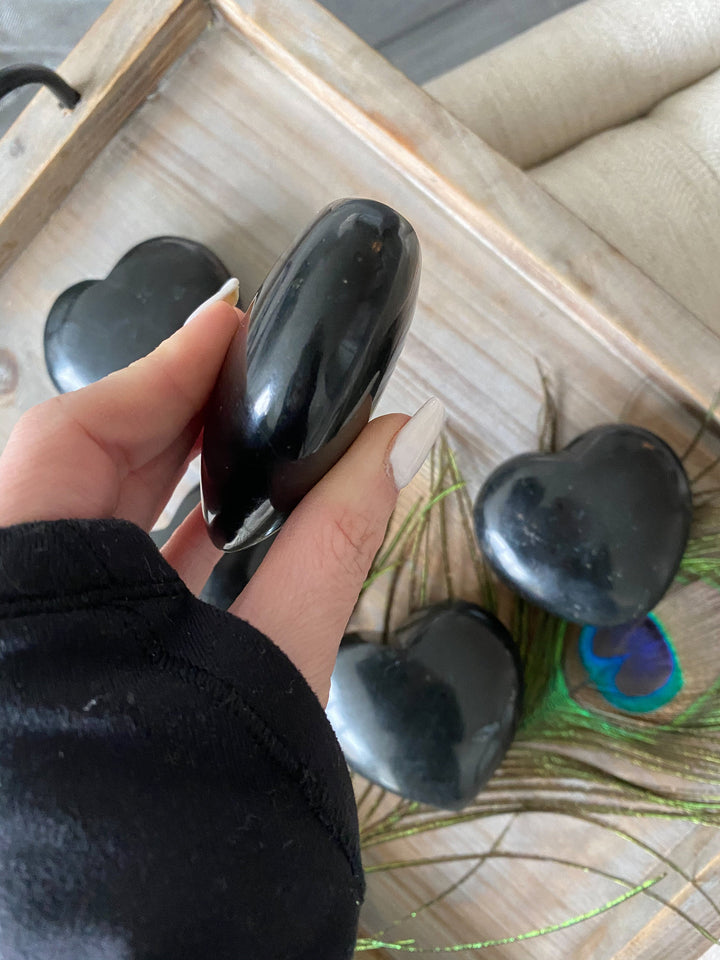 Black Tourmaline Heart 2" - Protection, Purification
