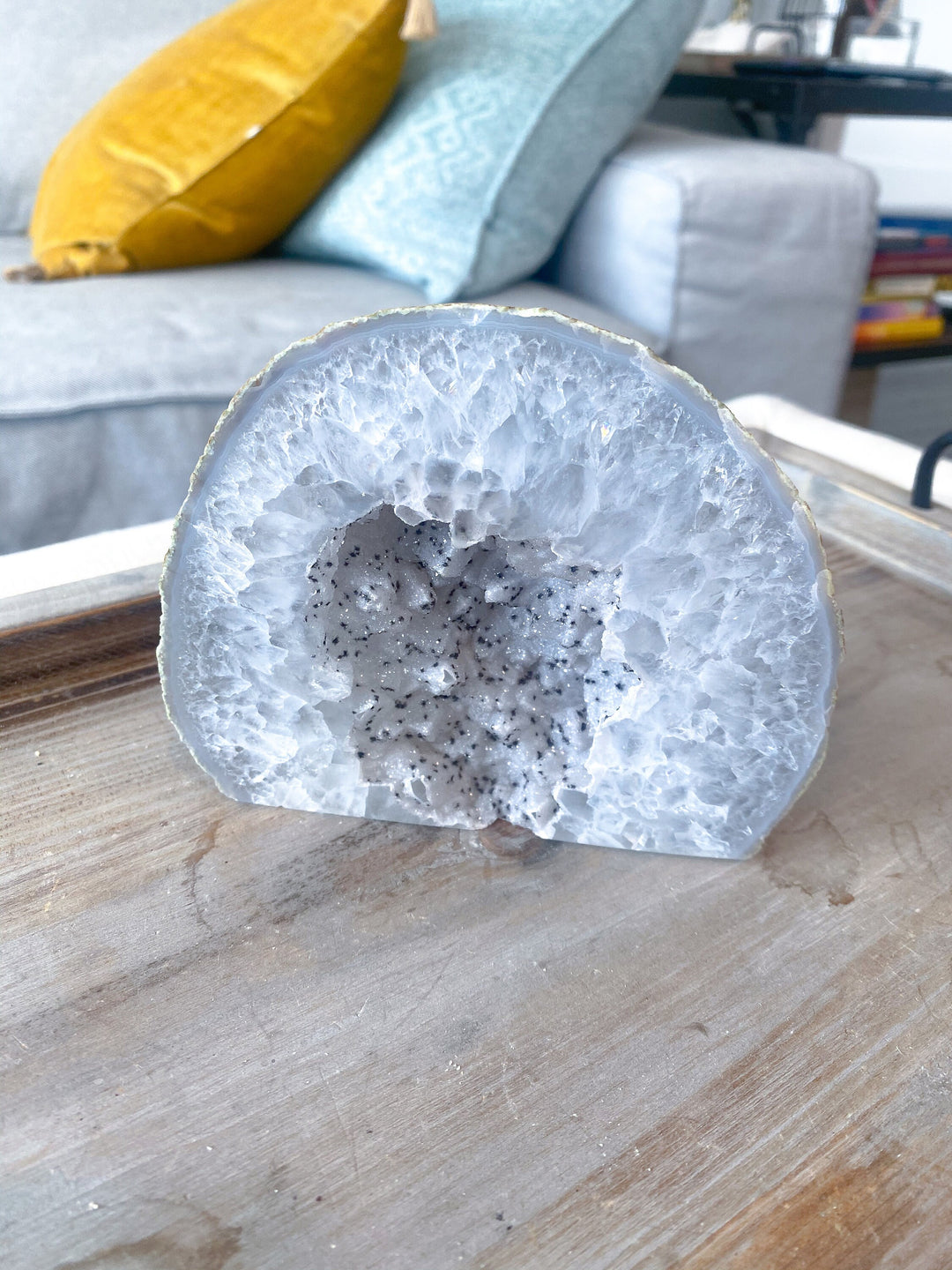 Large *Dragon Fruit* Druzy Agate Geode Freestanding - Increase Energy - Calm Nerves - Crystal Therapy - Self-care Stone - 4" tall