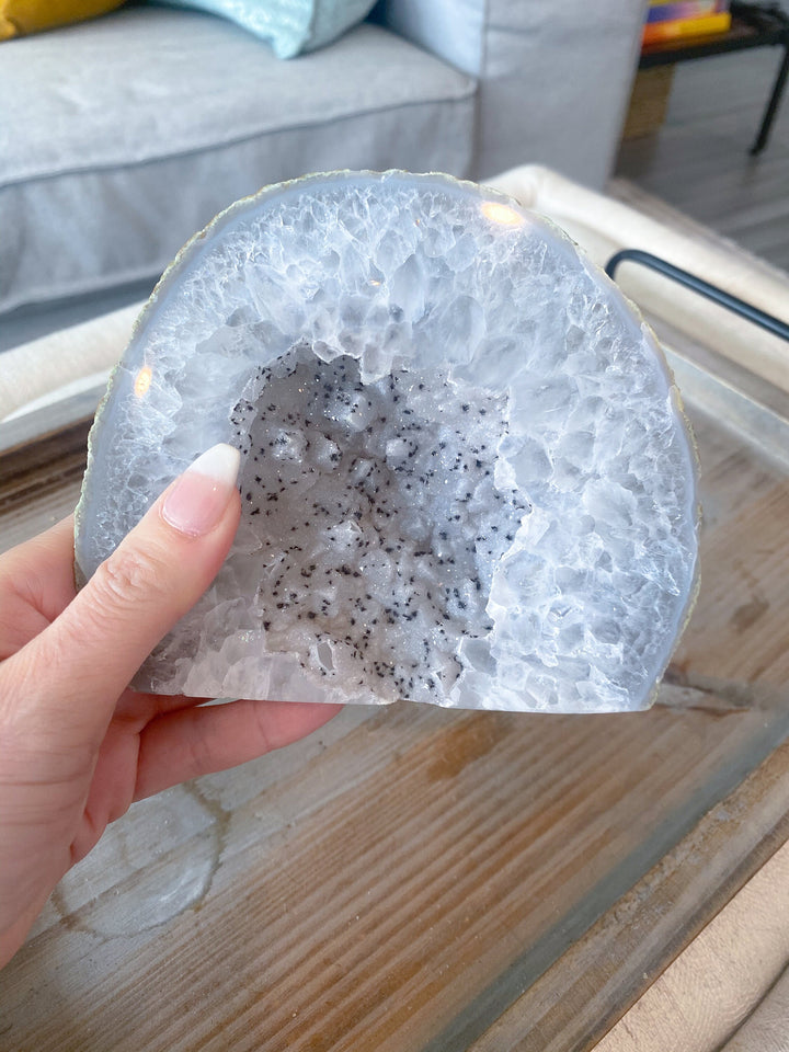 Large *Dragon Fruit* Druzy Agate Geode Freestanding - Increase Energy - Calm Nerves - Crystal Therapy - Self-care Stone - 4" tall