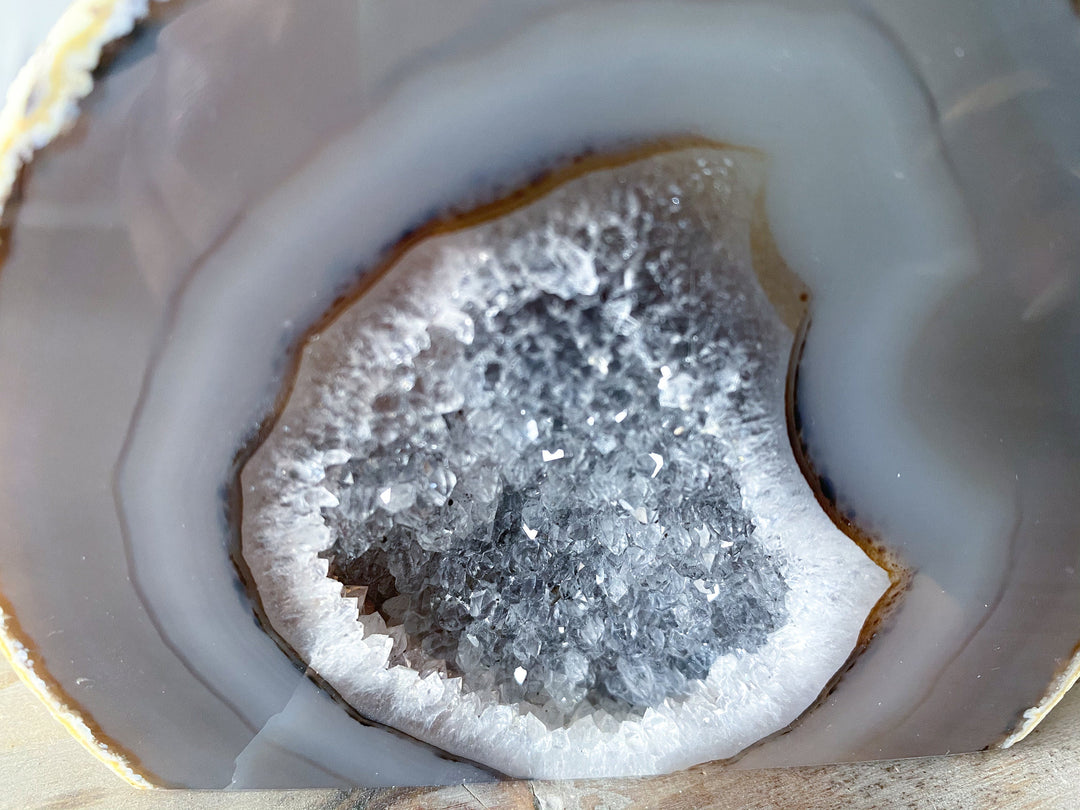 Large Druzy Agate Geode Freestanding - Increase Energy - Calm Nerves - Crystal Therapy - Self-care Stone - 3.5" tall