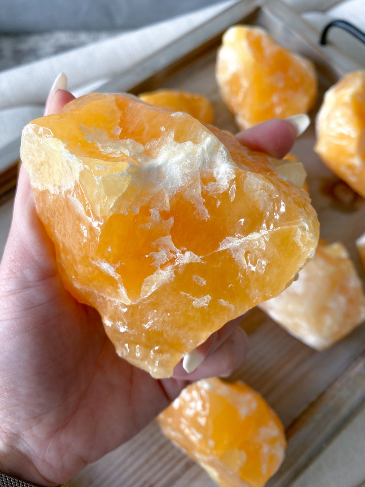 CHUNKY Gummy Orange Calcite - Raw, Rough Approx .5 - 1lb