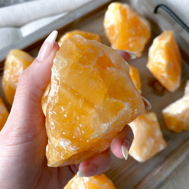 CHUNKY Gummy Orange Calcite - Raw, Rough Approx .5 - 1lb