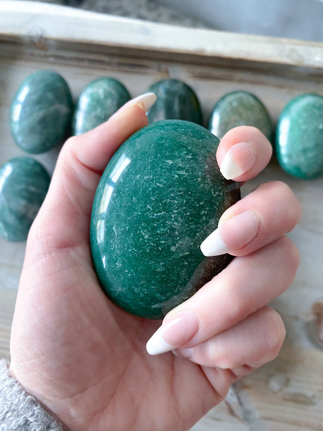 Green Aventurine Palm Stone: Attract Money