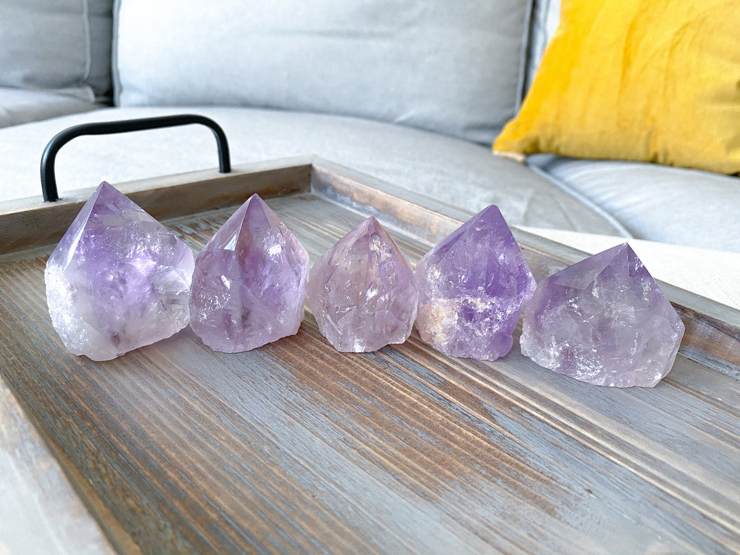 Glassy Amethyst Top Polish Point: Rainbows