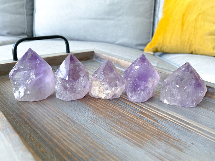 Glassy Amethyst Top Polish Point: Rainbows
