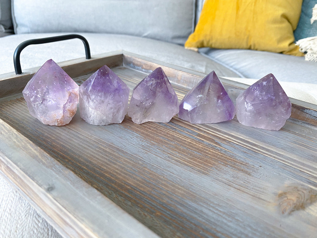 Glassy Amethyst Top Polish Point: Rainbows