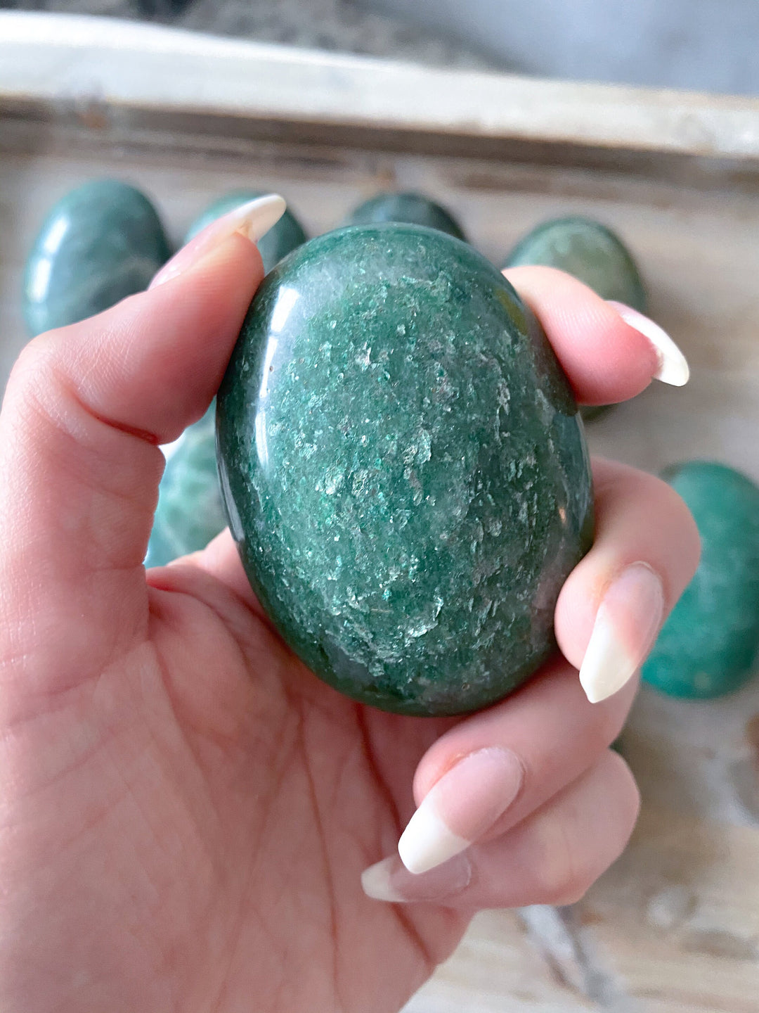 Green Aventurine Palm Stone: Attract Money