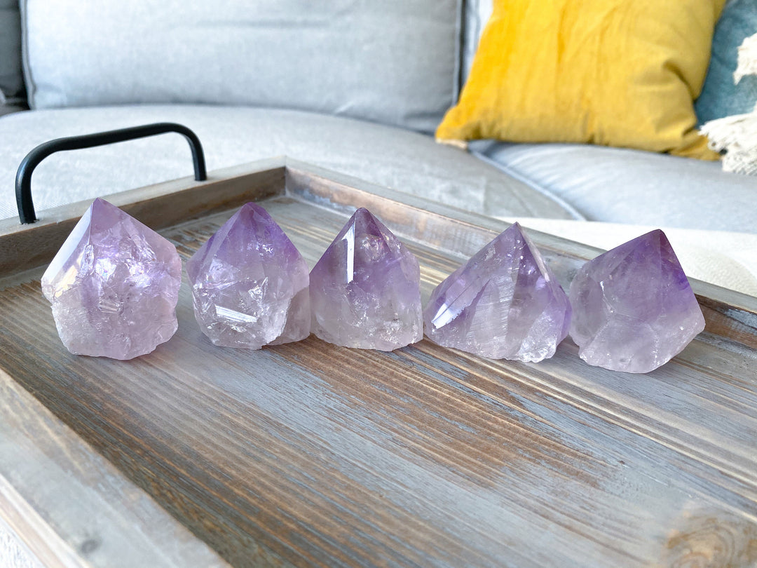 Glassy Amethyst Top Polish Point: Rainbows