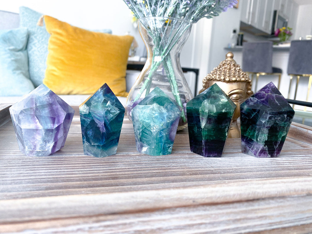 CHOOSE Your Fluorite point 2" - 3" Tall- Concentration - Balance - Intellect - Protection - Aura Cleanse - Communication - Visions