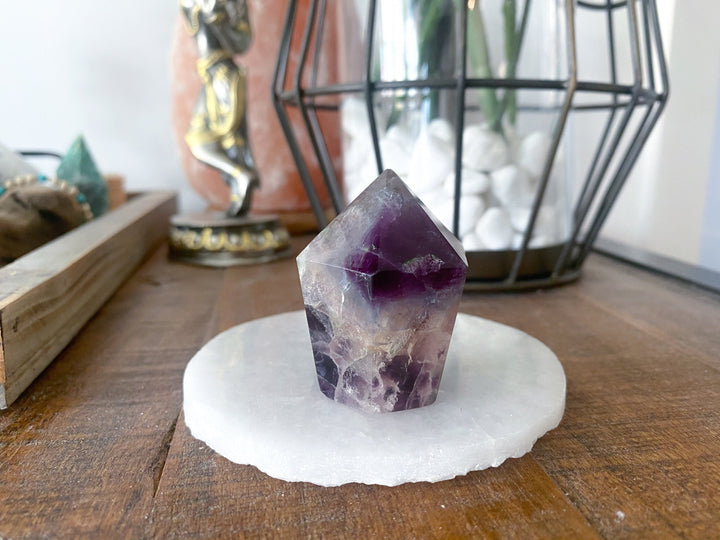Fluorite "Tie-Dye" Style Polished Point - Get this EXACT Stone - Protection - Aura Cleanse - Communication - Visions - Rainbow Fluorite