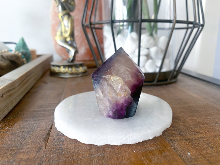Fluorite "Tie-Dye" Style Polished Point - Get this EXACT Stone - Protection - Aura Cleanse - Communication - Visions - Rainbow Fluorite