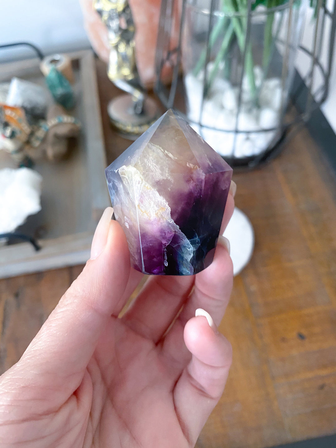 Fluorite "Tie-Dye" Style Polished Point - Get this EXACT Stone - Protection - Aura Cleanse - Communication - Visions - Rainbow Fluorite