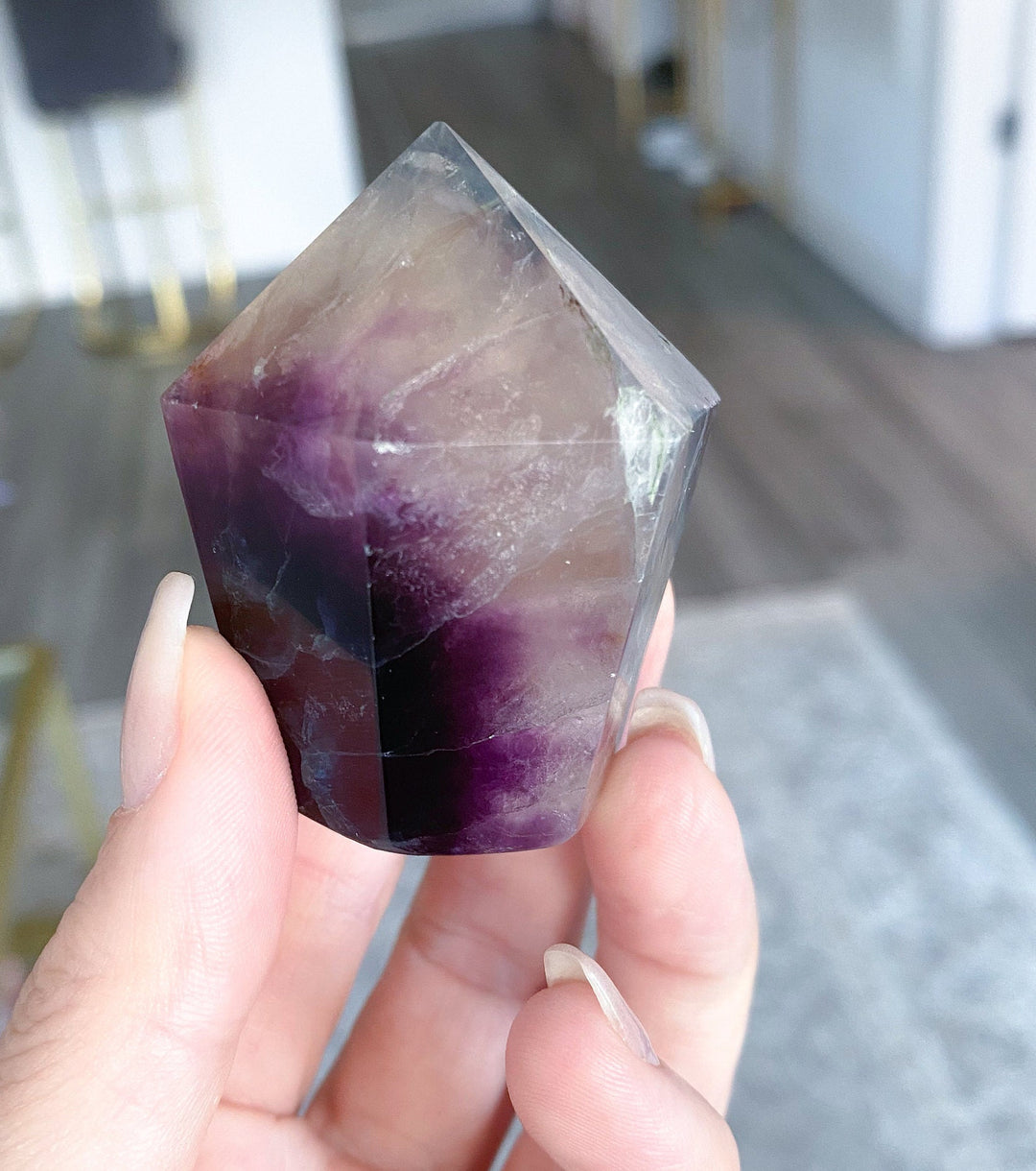 Fluorite "Tie-Dye" Style Polished Point - Get this EXACT Stone - Protection - Aura Cleanse - Communication - Visions - Rainbow Fluorite