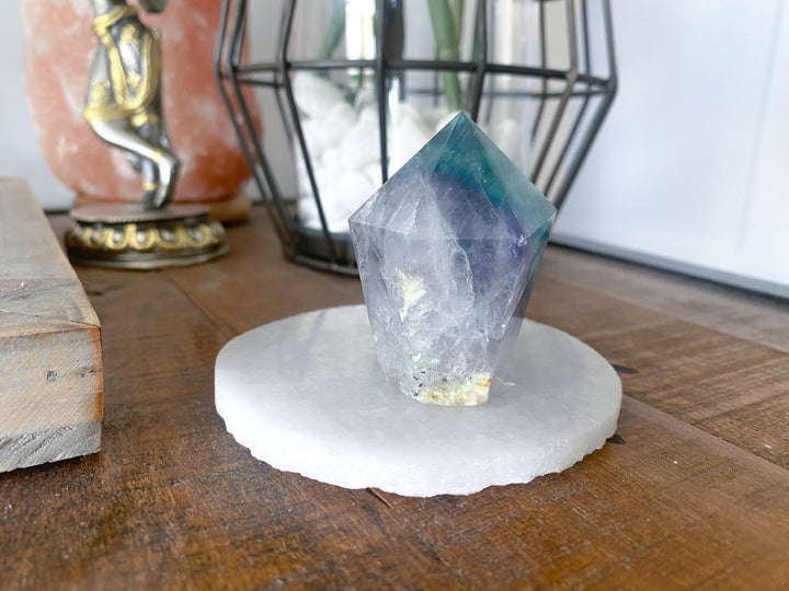 Rainbow Fluorite Polished Point with Inclusions - Get this EXACT Stone - Protection - Aura Cleanse - Communication - Visions