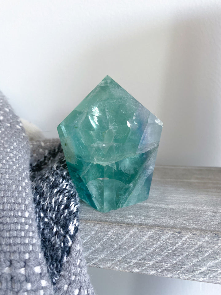 Polished Fluorite Point - Light Green and Purple - Get this EXACT Stone - Protection - Aura Cleanse - Communication - Visions