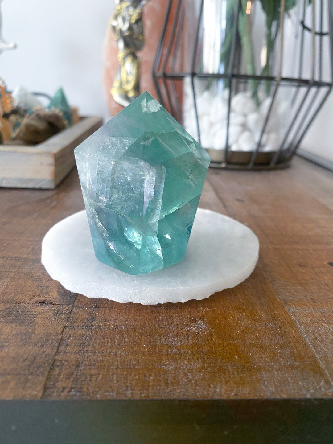 Polished Fluorite Point - Light Green and Purple - Get this EXACT Stone - Protection - Aura Cleanse - Communication - Visions