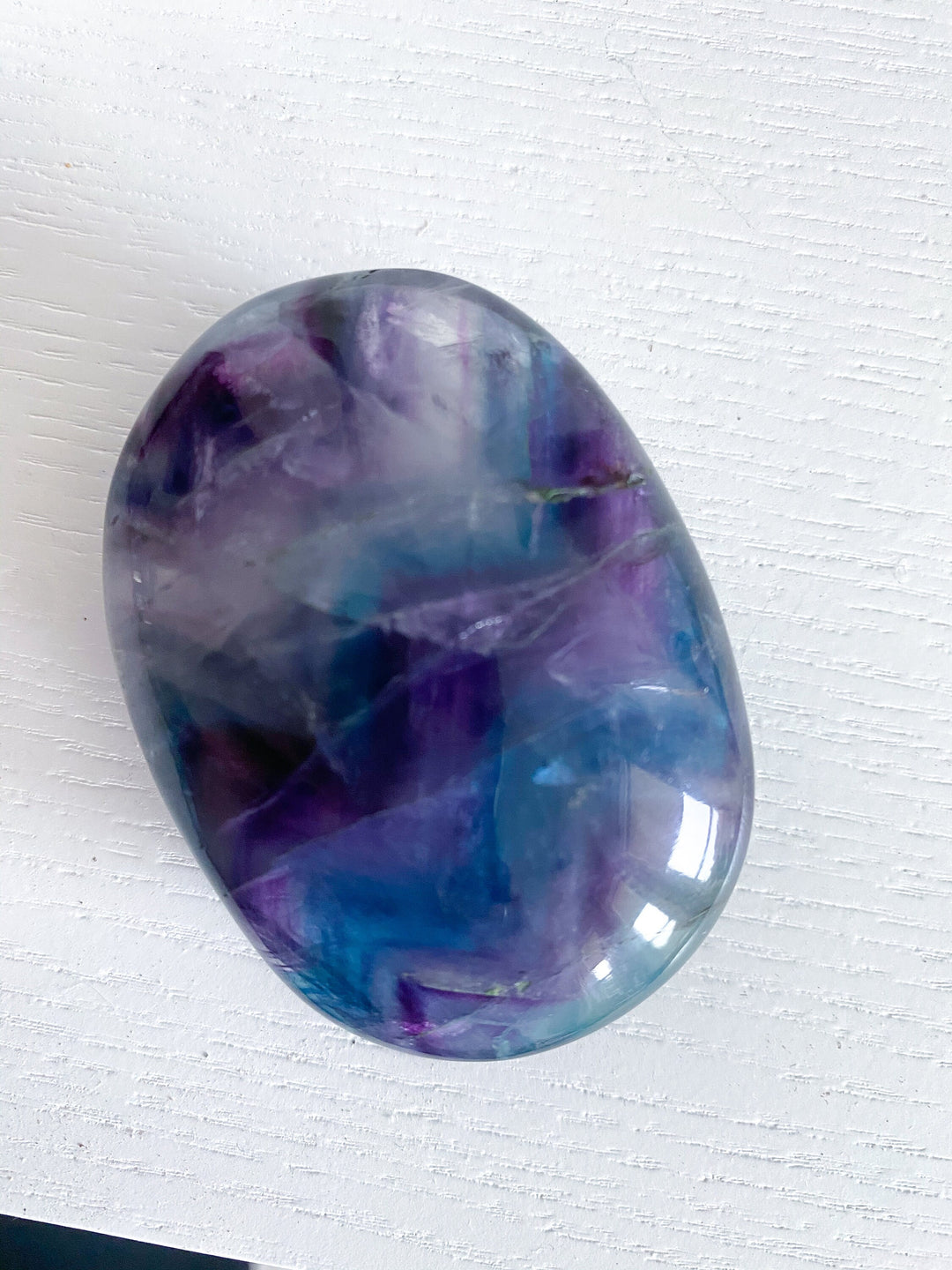 Chevron Pattern Rainbow Fluorite Palm - Green Blue Purple - Get this EXACT Stone - Protection - Aura Cleanse - Communication - Visions