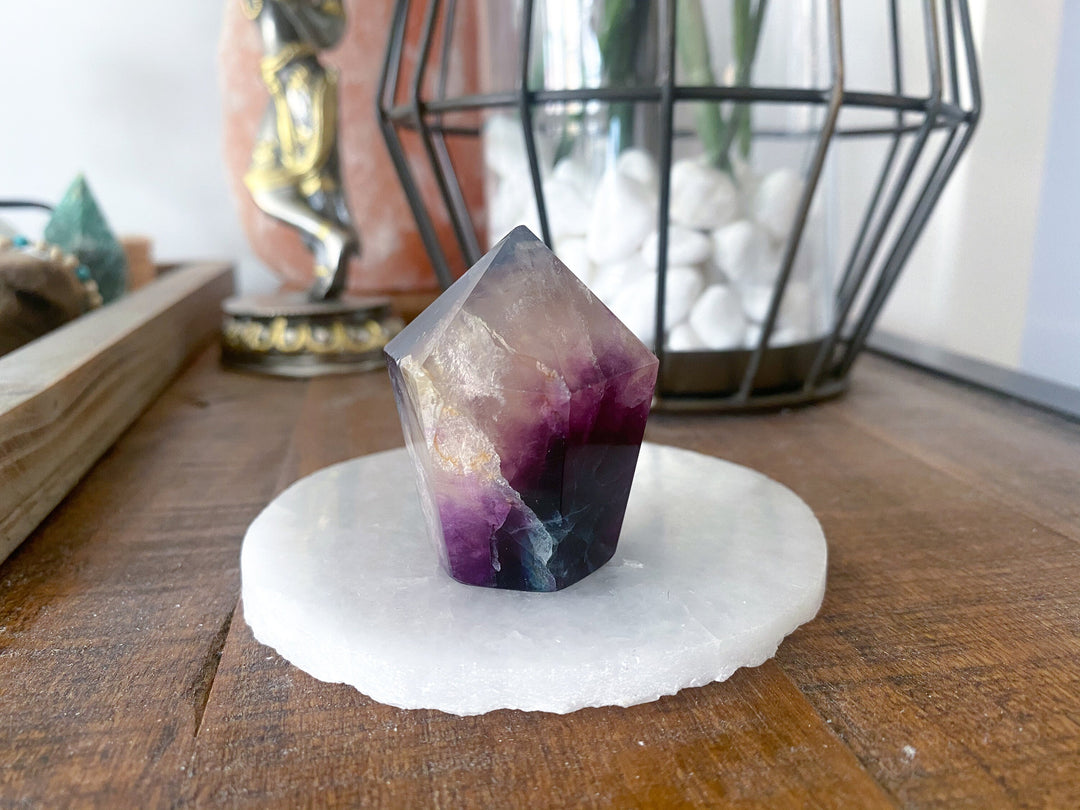 Fluorite "Tie-Dye" Style Polished Point - Get this EXACT Stone - Protection - Aura Cleanse - Communication - Visions - Rainbow Fluorite