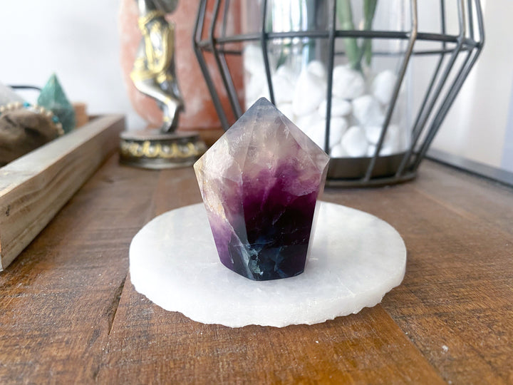 Fluorite "Tie-Dye" Style Polished Point - Get this EXACT Stone - Protection - Aura Cleanse - Communication - Visions - Rainbow Fluorite