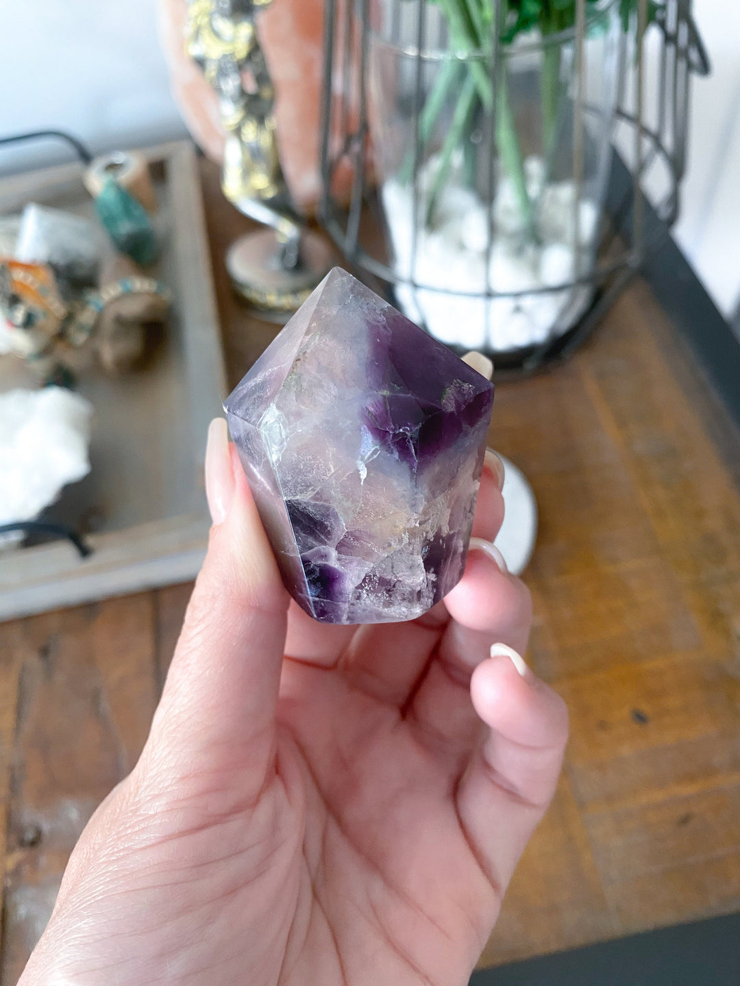 Fluorite "Tie-Dye" Style Polished Point - Get this EXACT Stone - Protection - Aura Cleanse - Communication - Visions - Rainbow Fluorite