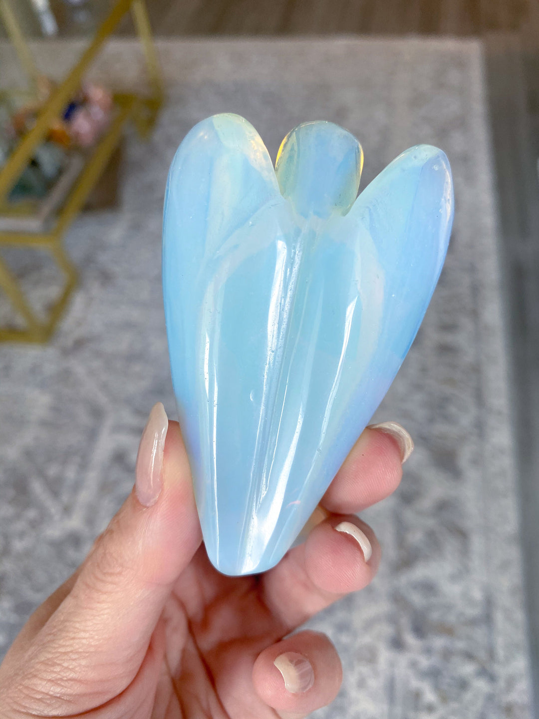 Opalite Angel Carving 3"