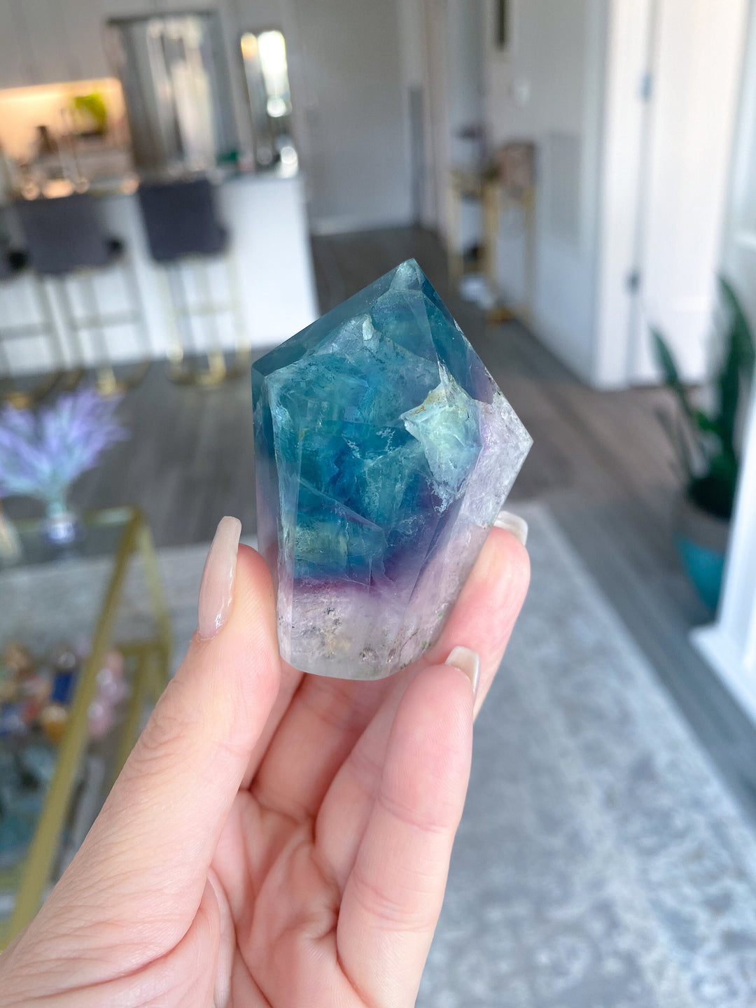 Rainbow Fluorite Polished Point with Inclusions - Get this EXACT Stone - Protection - Aura Cleanse - Communication - Visions