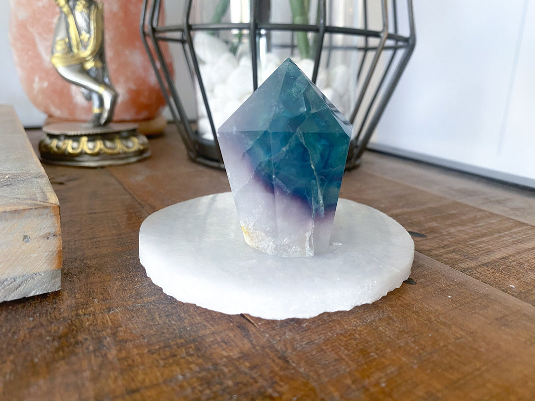 Rainbow Fluorite Polished Point with Inclusions - Get this EXACT Stone - Protection - Aura Cleanse - Communication - Visions