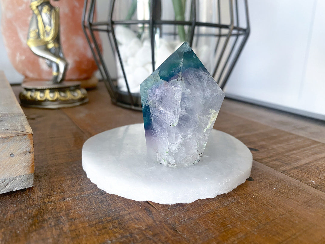 Rainbow Fluorite Polished Point with Inclusions - Get this EXACT Stone - Protection - Aura Cleanse - Communication - Visions