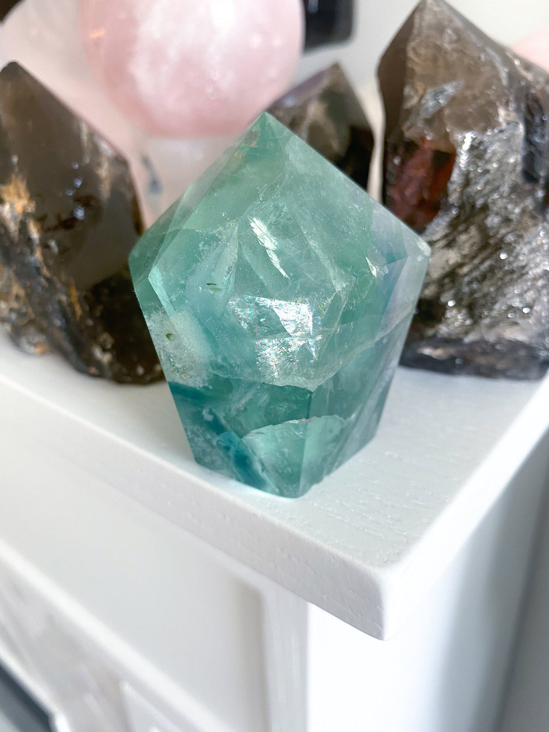Polished Fluorite Point - Light Green and Purple - Get this EXACT Stone - Protection - Aura Cleanse - Communication - Visions