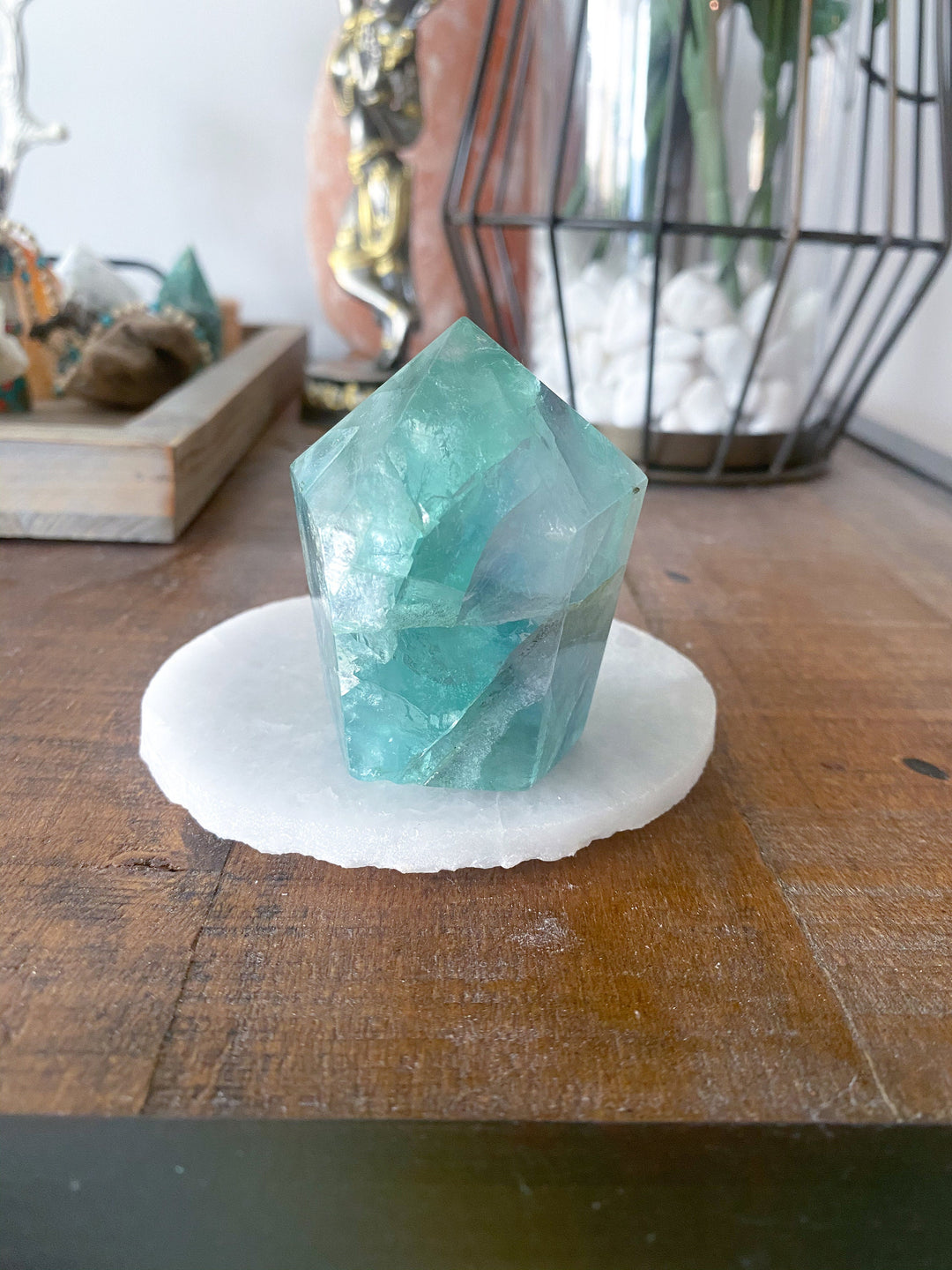 Polished Fluorite Point - Light Green and Purple - Get this EXACT Stone - Protection - Aura Cleanse - Communication - Visions