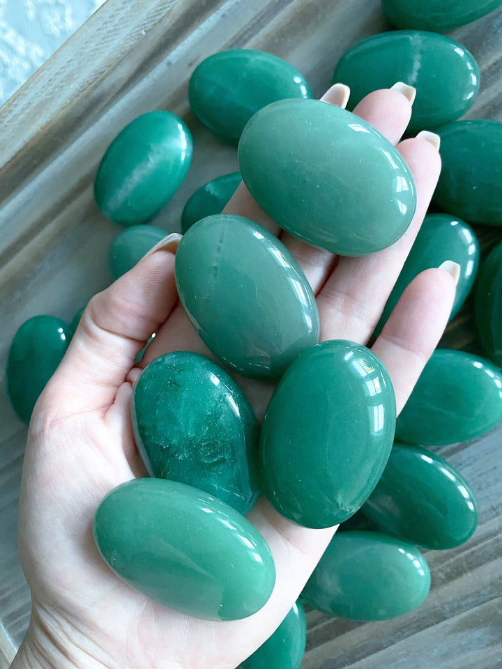 ABUNDANCE: Small Green Aventurine Palm Stone